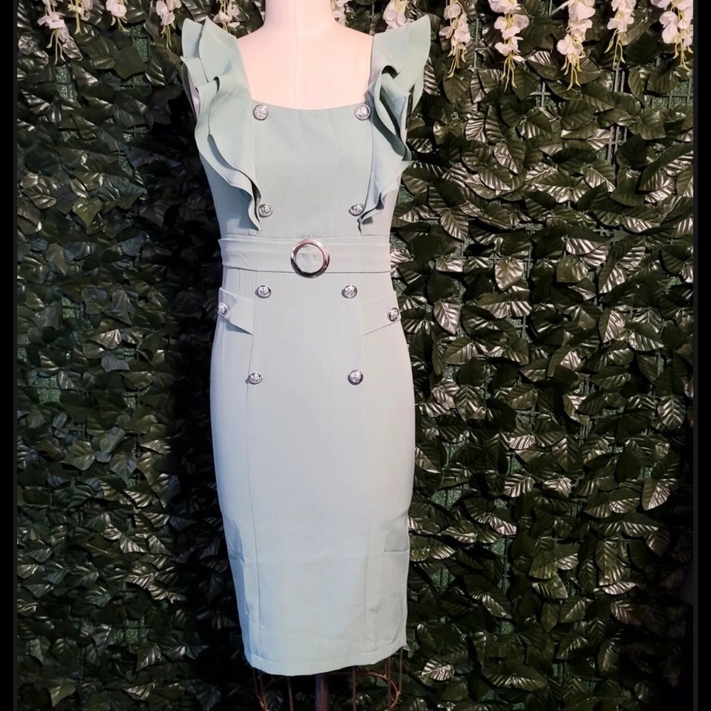 Migratory Birds Women's Pistachio Color Cocktail Dress Size M